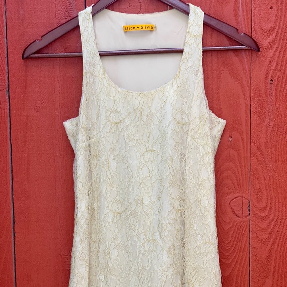 Alice and Olivia gold lace dress mini dress - Picture 2 of 7